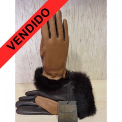 GUANTES DE PIEL CAMEL Y MARRON