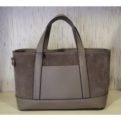 BOLSO GRIS DE SERRAJE Y CUERO